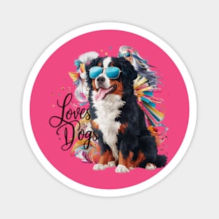 mesmerizing  vector illustration highlights a trendy Bernese Mountain Dog(3) Magnet